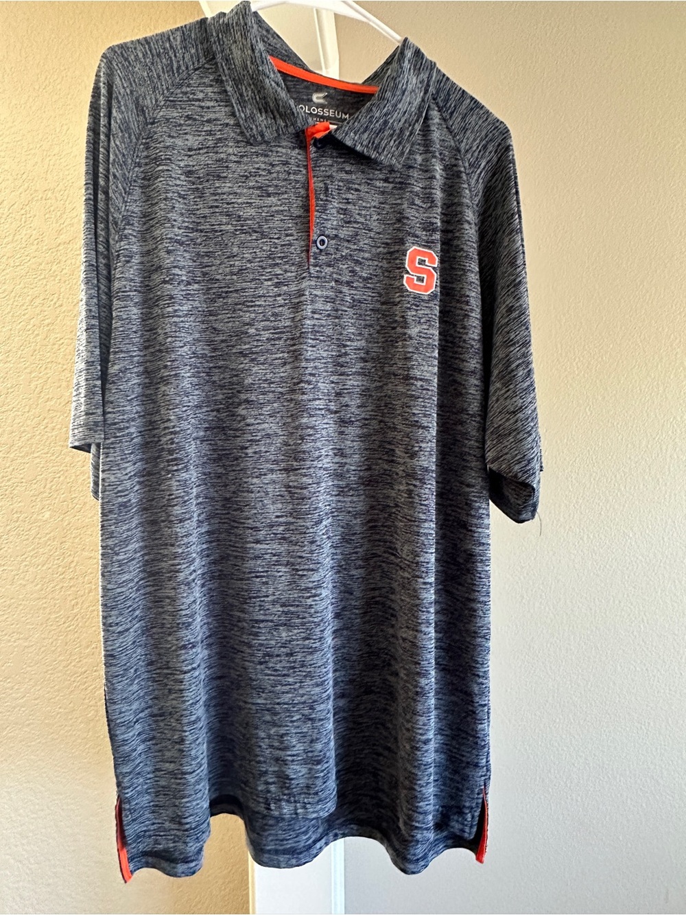 Colosseum Men's Heather Navy Polo with Orange 'S' Accent